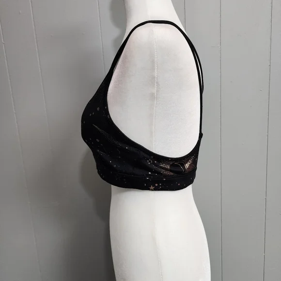 4/25$ Old Navy Active Go Dry Black With Gold Stars Sprts Bra Size L - Picture 4 of 9